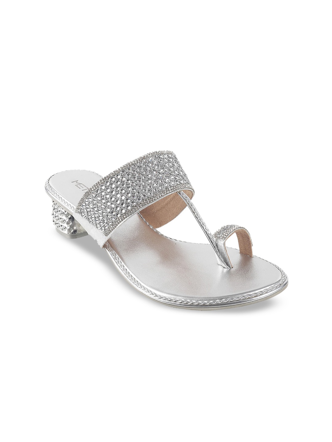 

Metro Women Silver-Toned Embellished Sandals