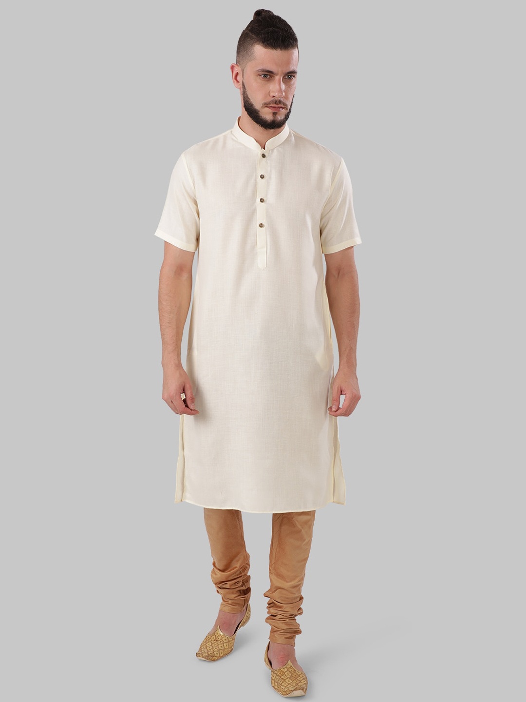 

Ethnix by Raymond Men White Woven Design Straight Kurta