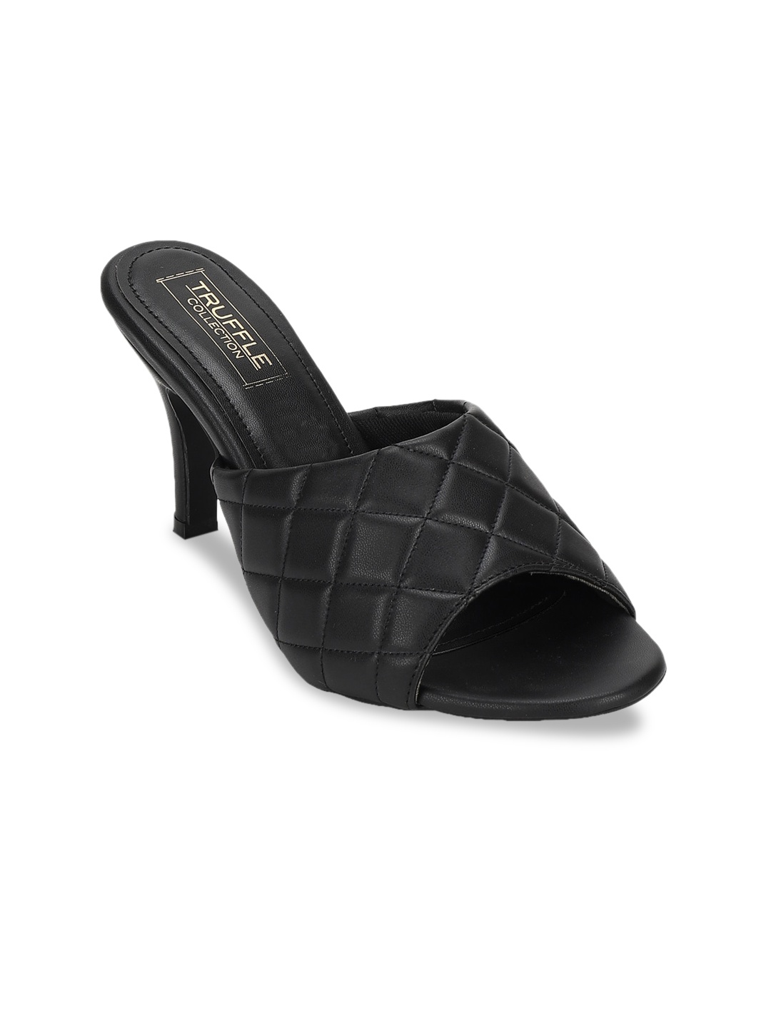 

Truffle Collection Women Black Textured Kitten Heels