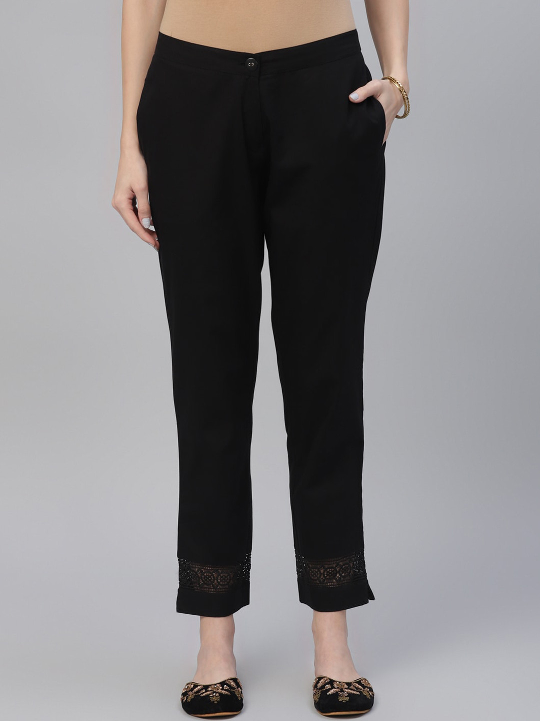 

Libas Women Black Cigarette Trousers