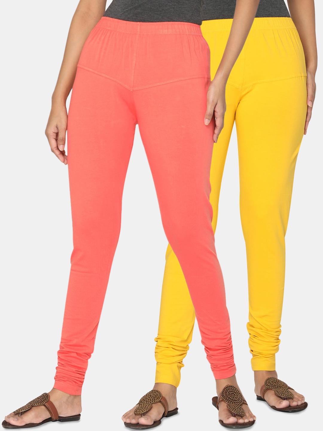 

The Childrens Place Women Pack of 2 Churidar Length Leggings, Mustard