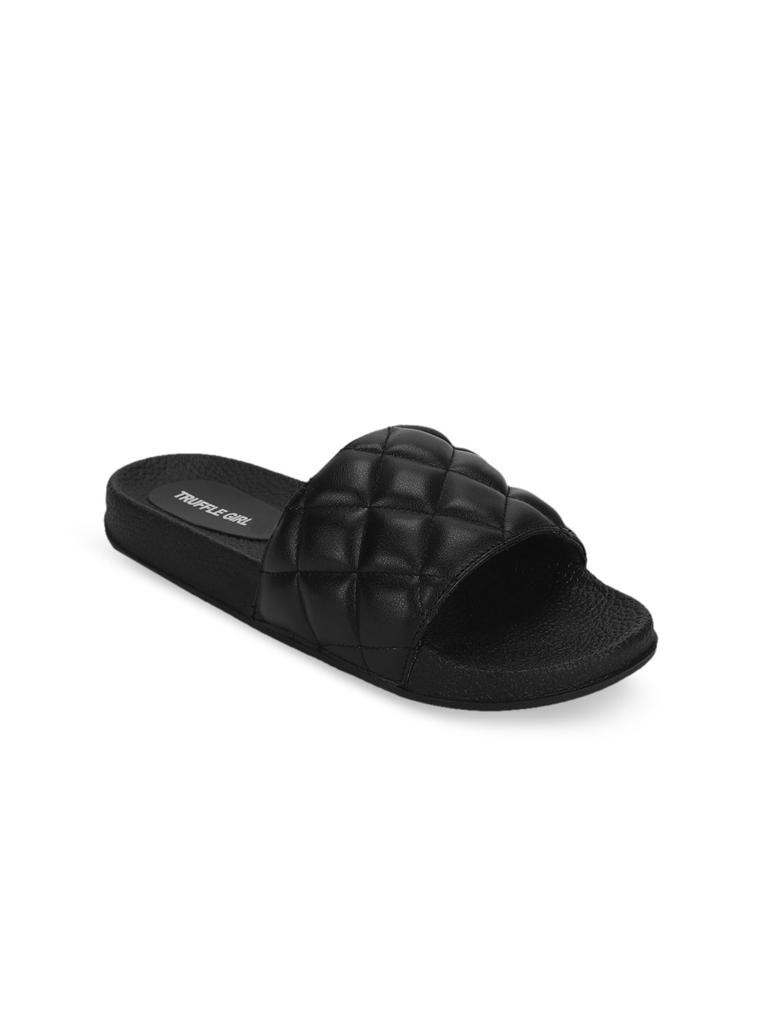 

Truffle Collection Women Black Solid PU Open Toe Flats