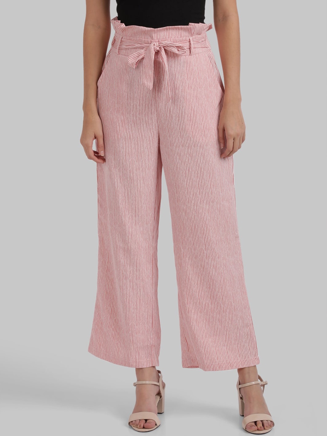 

Parx Women Red Regular Fit Striped Parallel Trousers