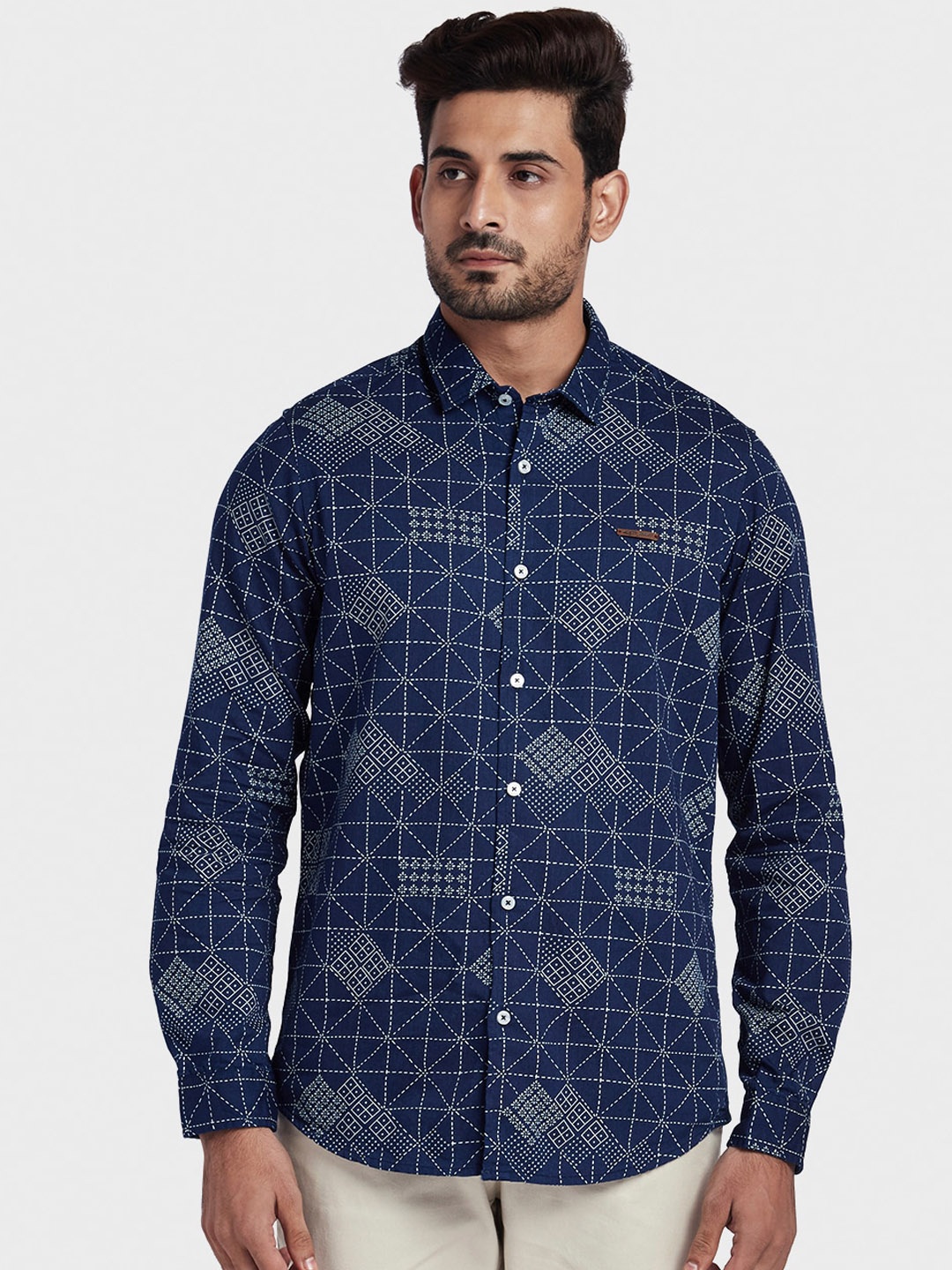 

ColorPlus Men Blue Regular Fit Printed Casual Shirt