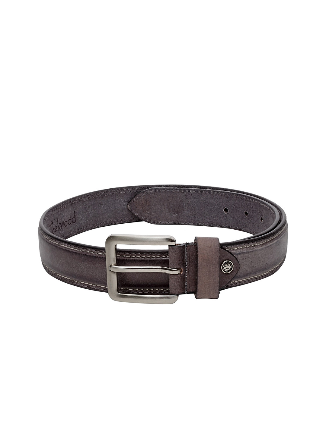 

Teakwood Leathers Men Grey Solid Genuine Leather Belt