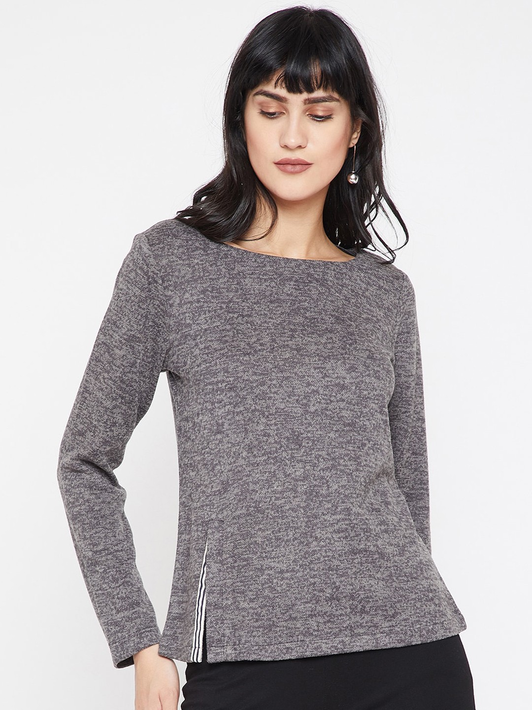 

Carlton London Women Grey Solid Sweatshirt