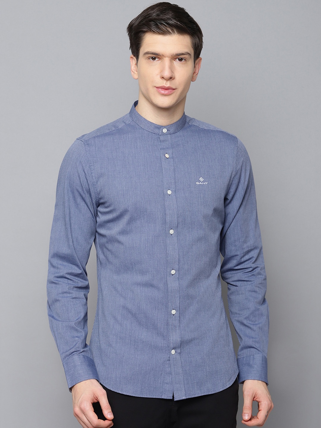 

GANT Men Blue Self Design Casual Shirt