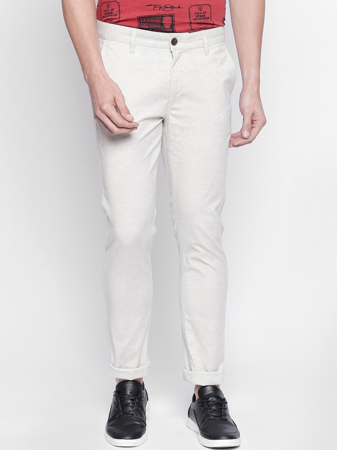 

BYFORD by Pantaloons Men Off-White Regular Fit Solid Chinos