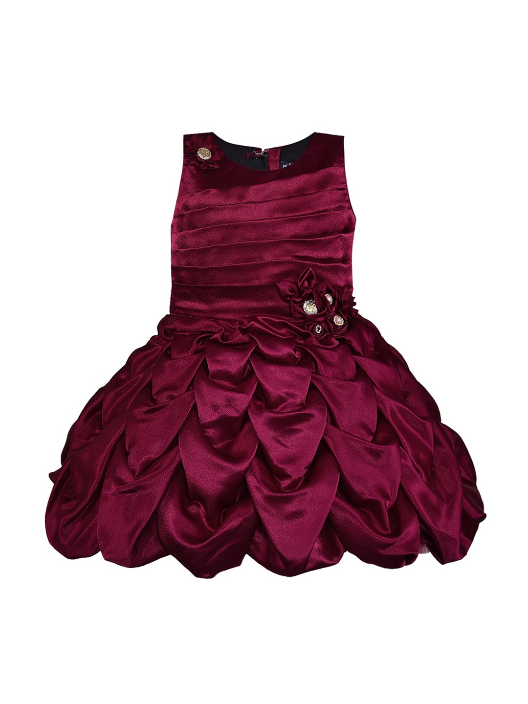 

Wish Karo Girls Maroon Solid Fit and Flare Dress