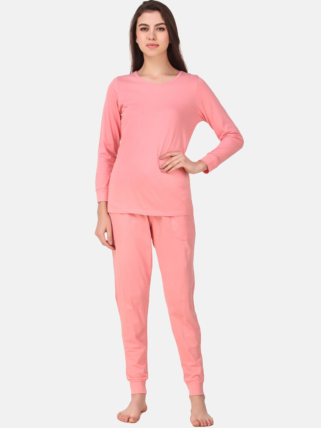 

Masha Women Pink Solid Night Suit
