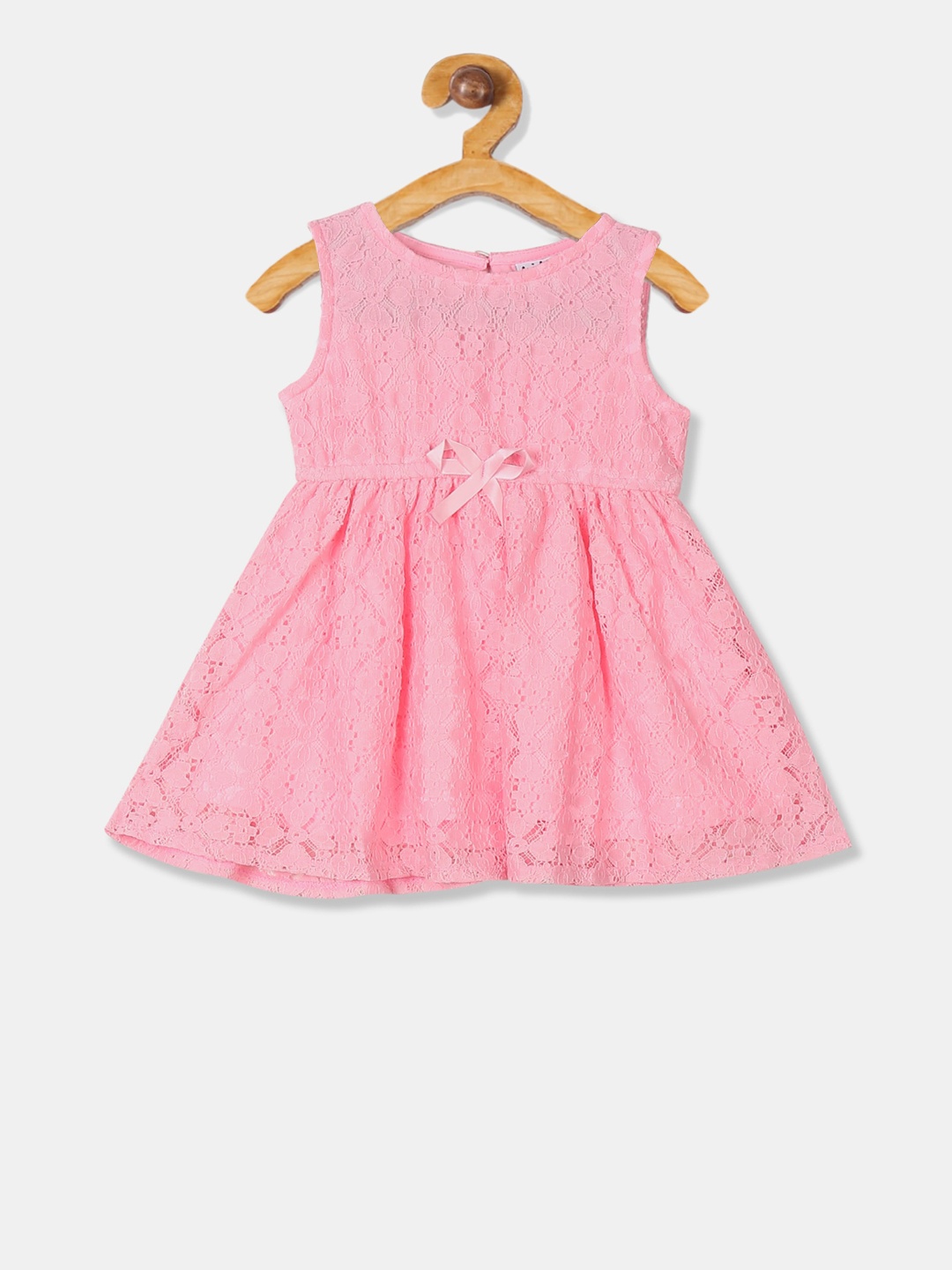 

Donuts Girls Pink Self Design Fit and Flare Dress
