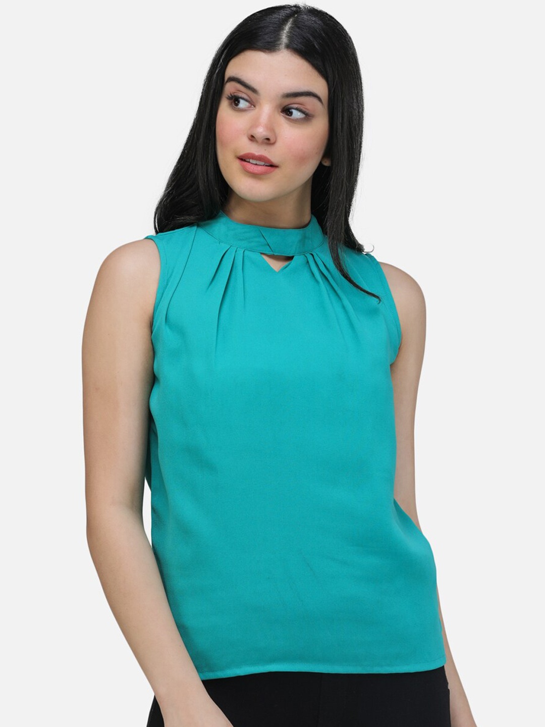

SCORPIUS Women Turquoise Blue Solid Top