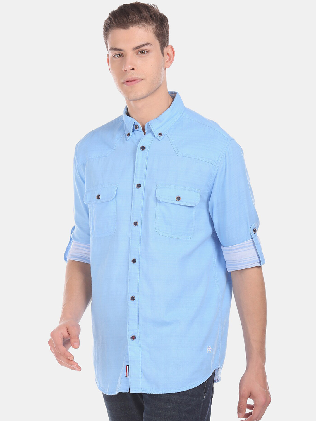 

Aeropostale Men Blue Regular Fit Striped Casual Shirt