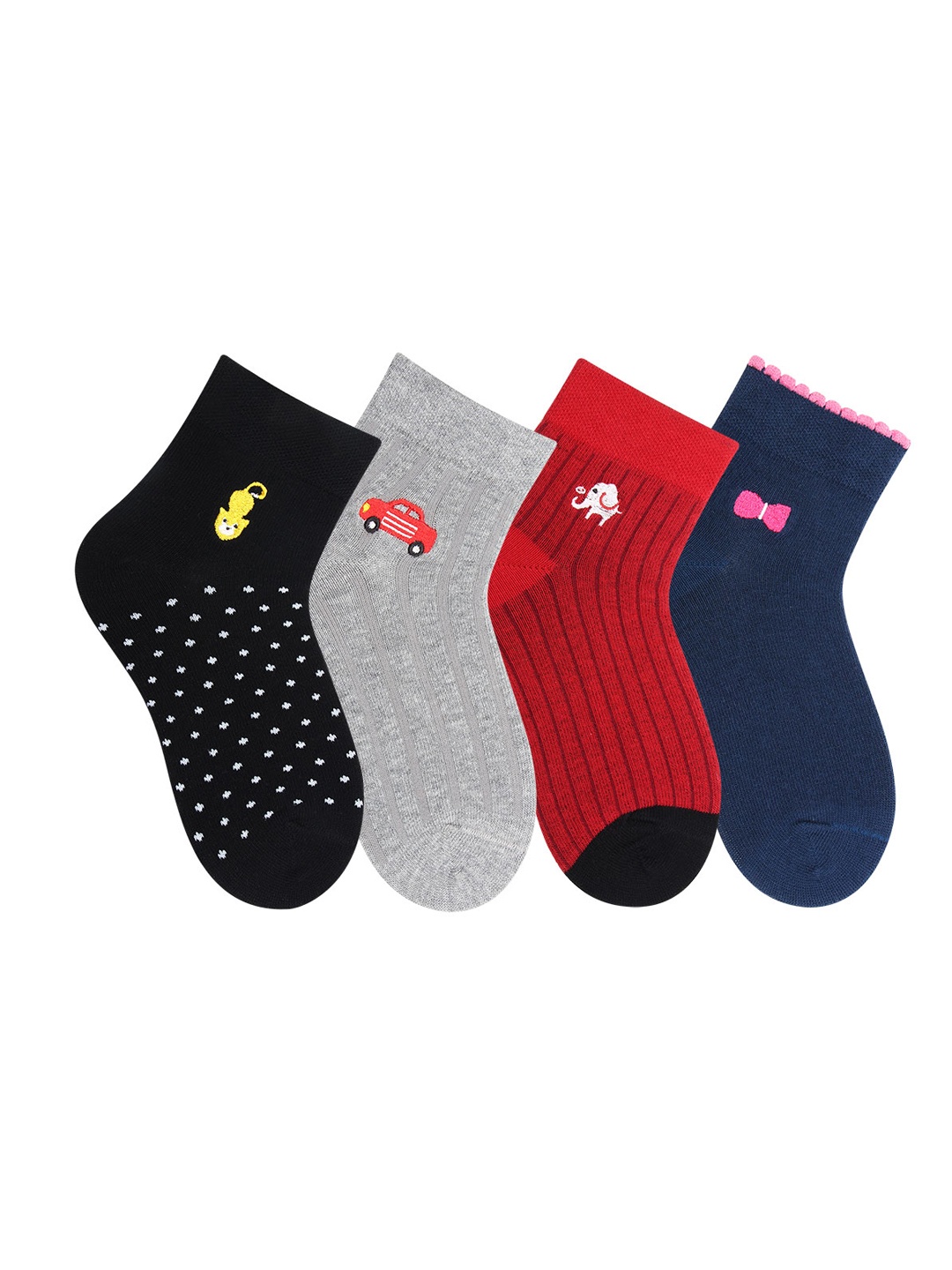 

Bonjour Kids Pack Of 4 Assorted Ankle-Length Socks