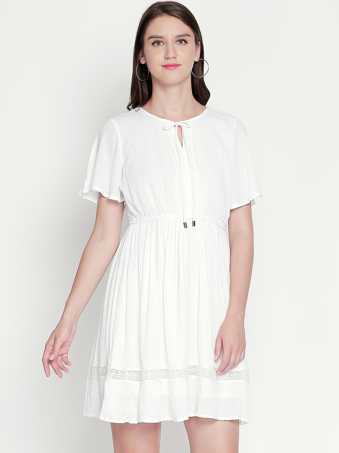 

Honey by Pantaloons Women White Solid Fit and Flare Dress