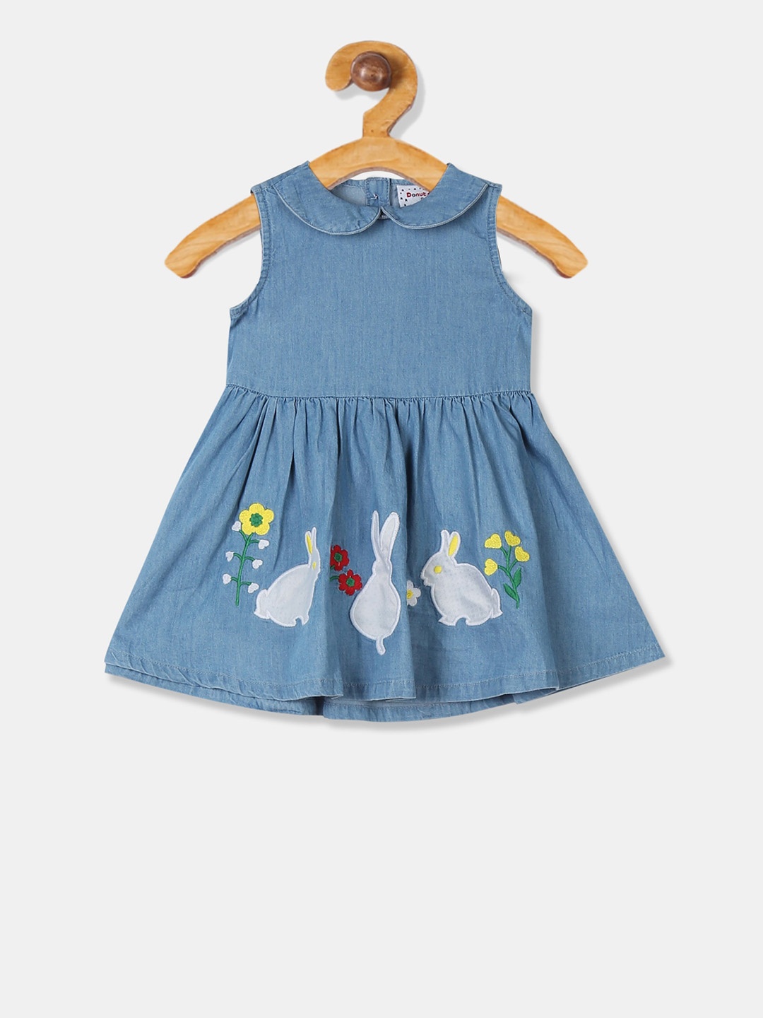 

Donuts Girls Blue Solid Fit and Flare Dress