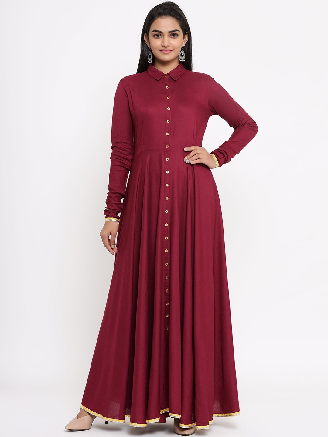 

fabGLOBAL Women Purple Solid Maxi Dress