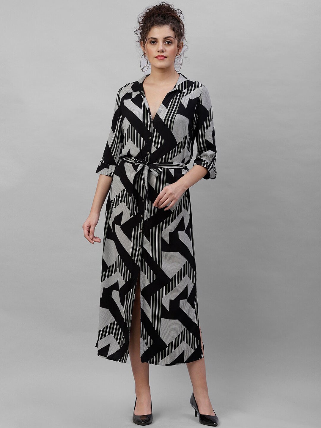

Gipsy Women Black Printed Shirt Dress