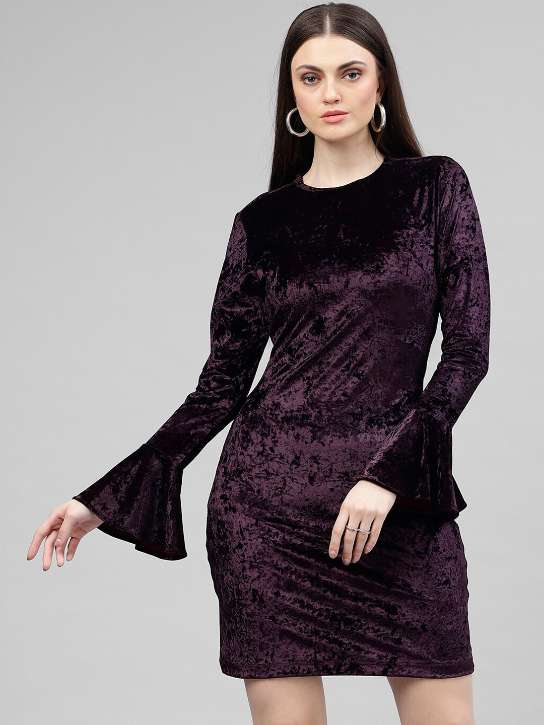 

KASSUALLY Women Burgundy Solid Sheath Dress