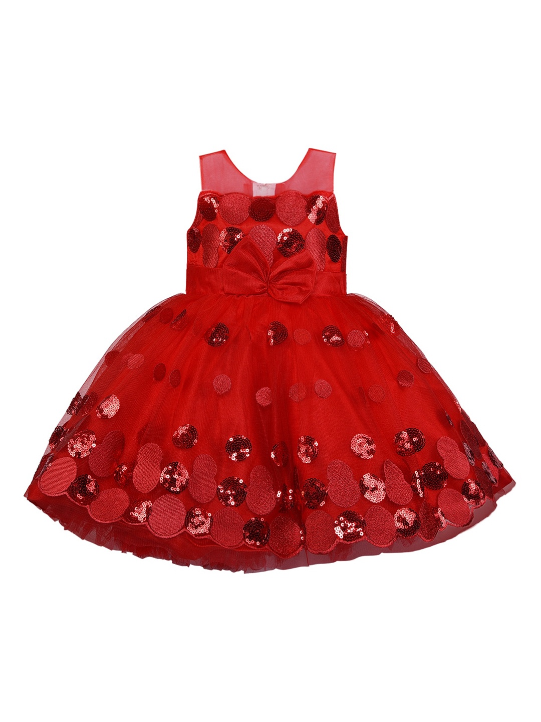 

Wish Karo Girls Red Embellished Fit and Flare Dress