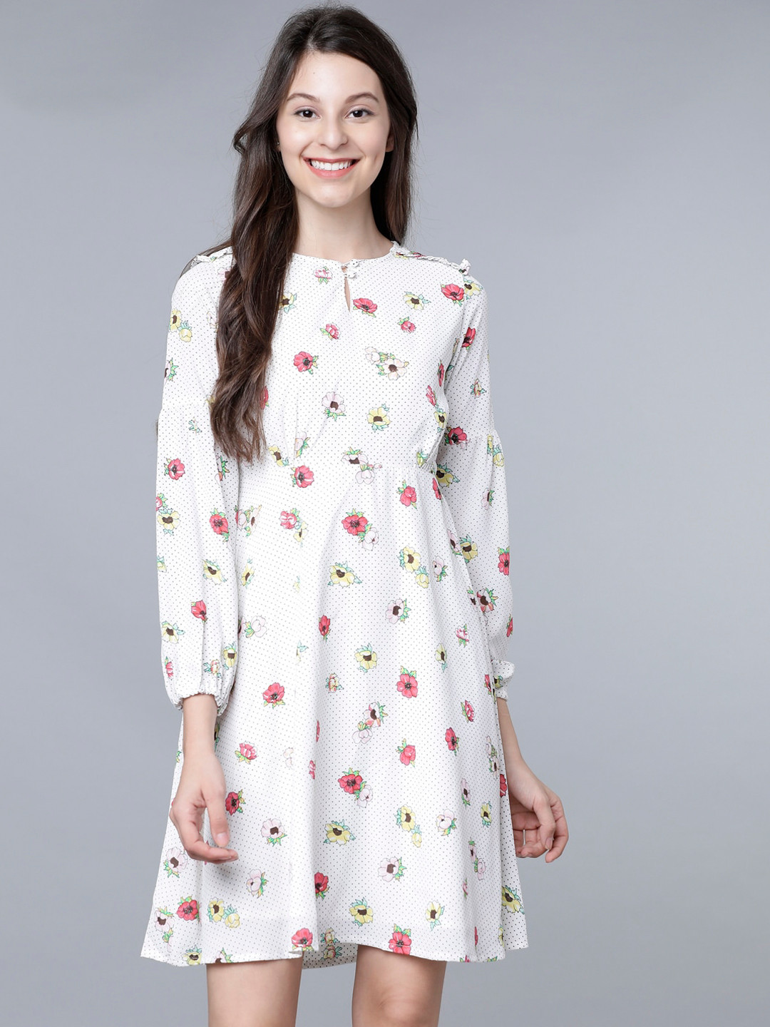 

Tokyo Talkies Women White Printed A-Line Dress