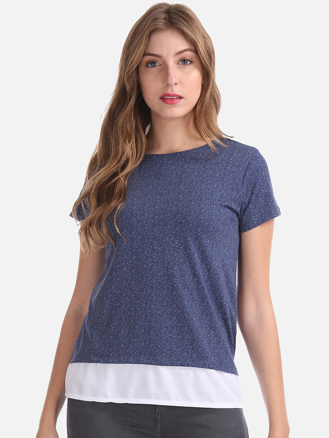 

Cherokee Women Blue Colourblocked Top
