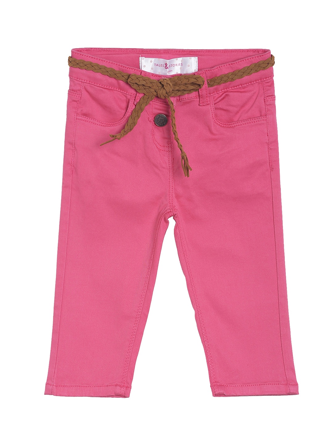

TALES & STORIES Girls Pink Solid Lycra Capris