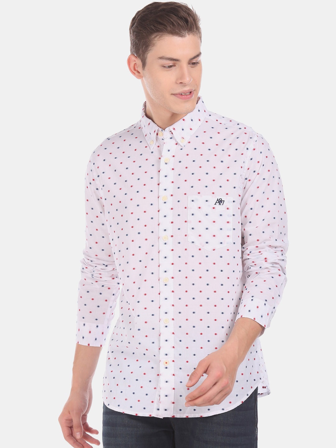 

Aeropostale Men White Regular Fit Printed Casual Shirt