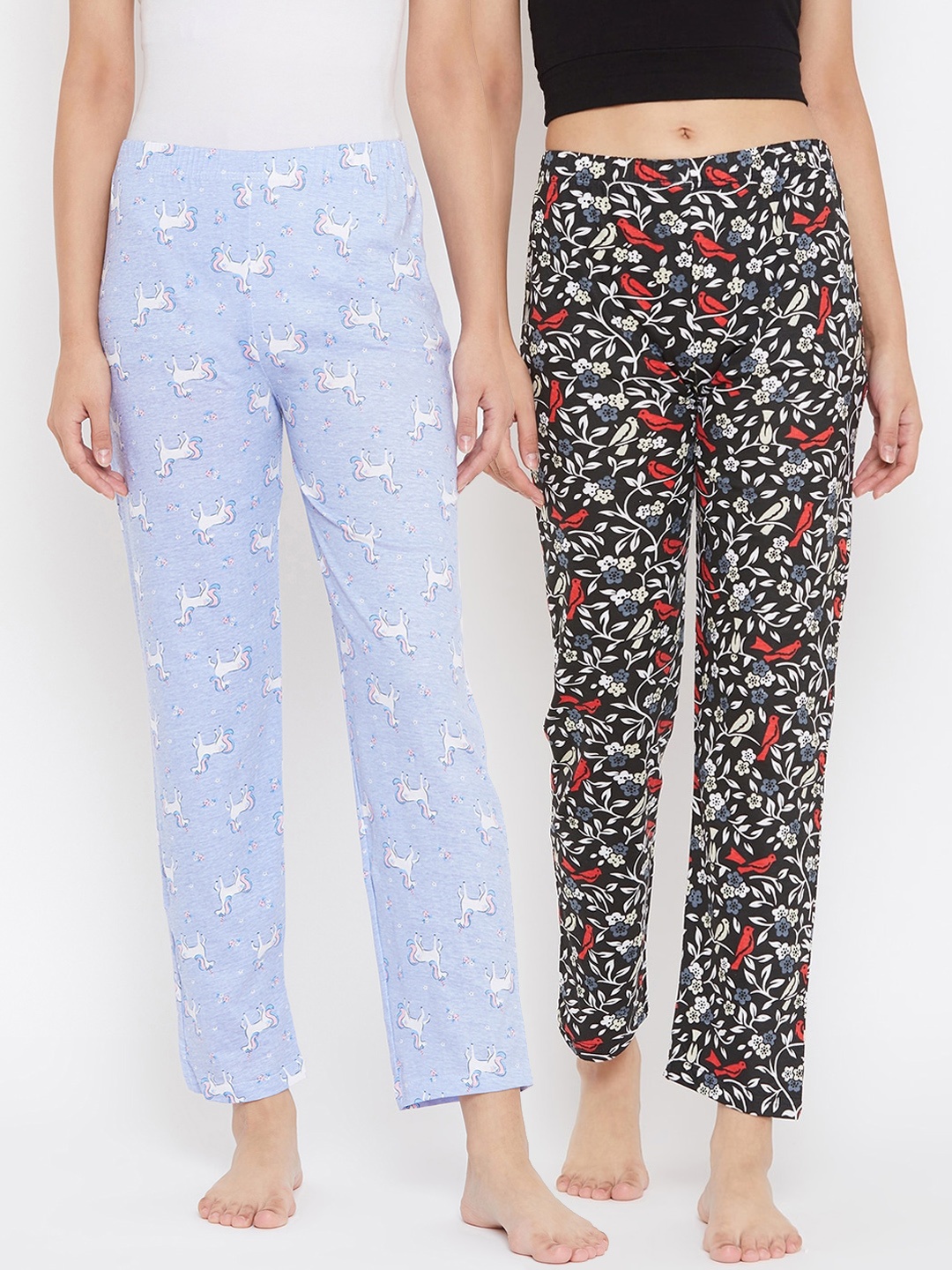 

StyleStone Women Pack of 2 Multicoloured Lounge Pants, Black