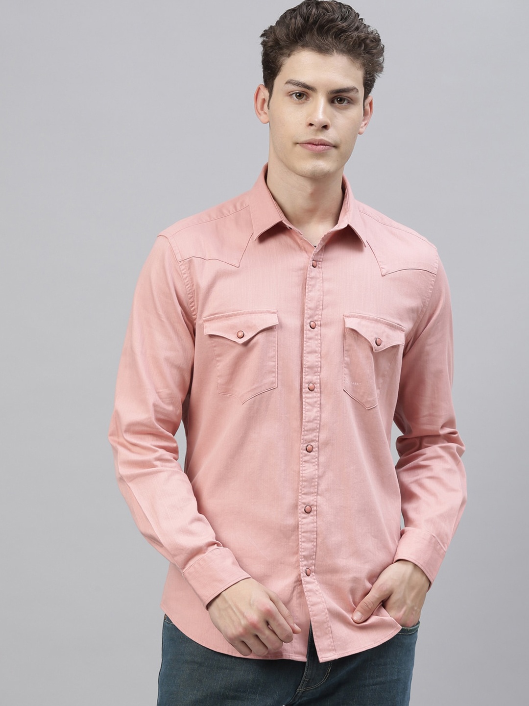 

RARE RABBIT Men Pink Regular Fit Solid Casual Shirt