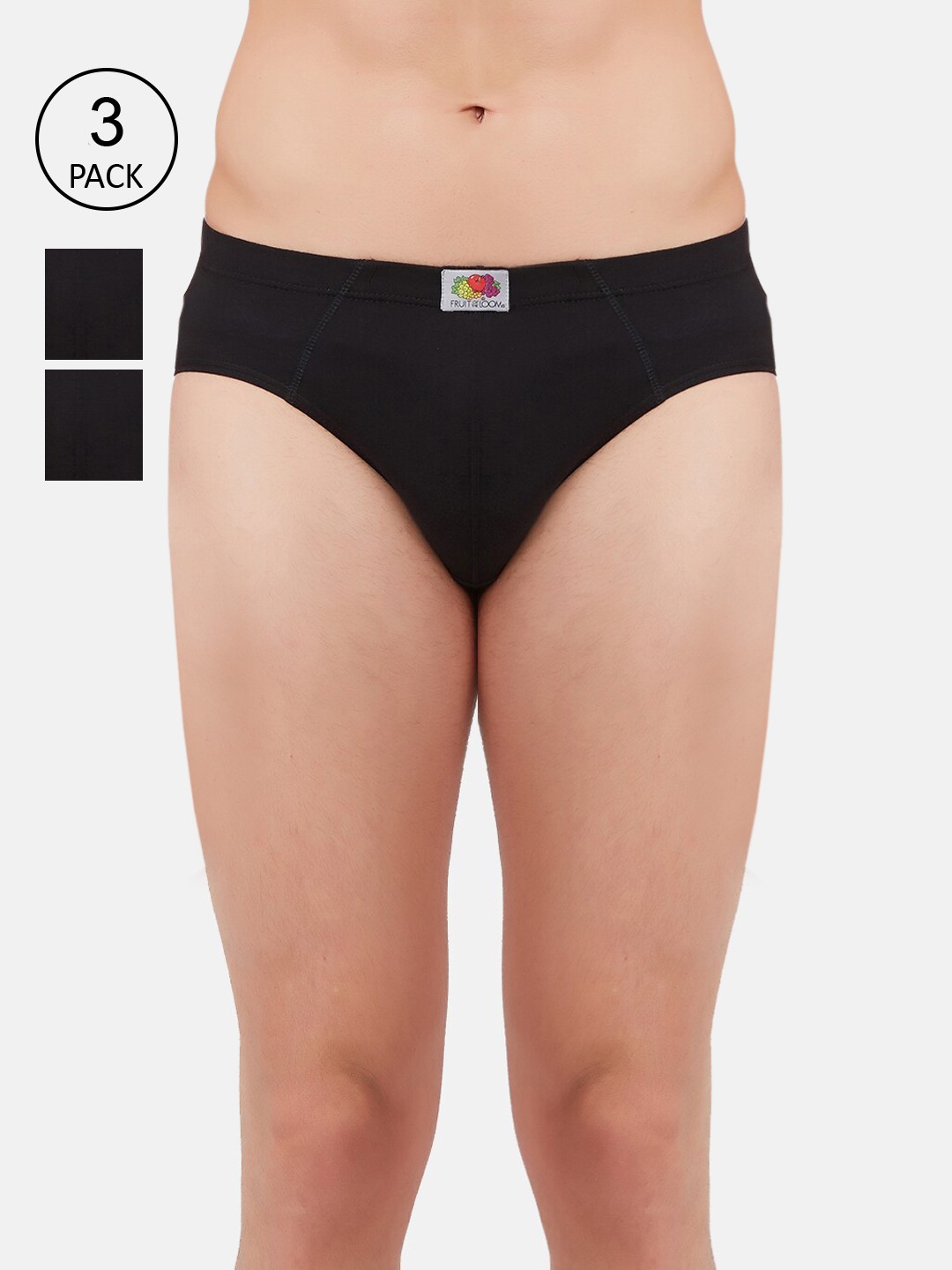 

Fruit of the loom Men Pack Of 3 Black Solid Hipster Briefs MHB01-3P-A2S1