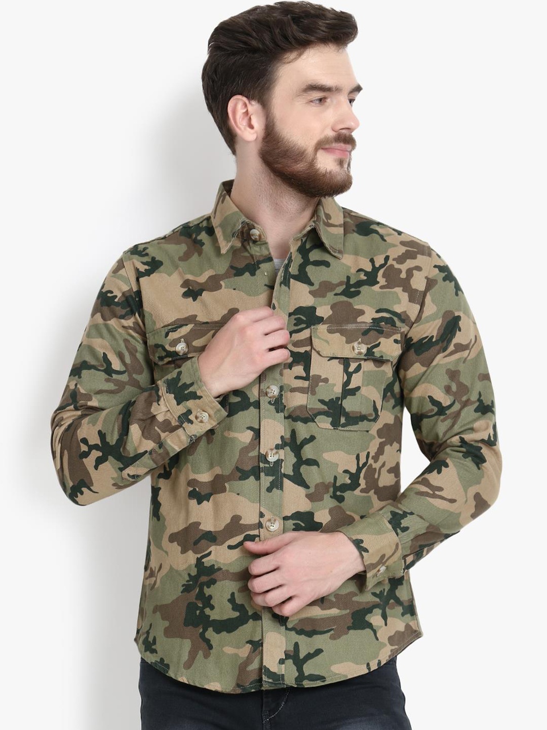 Kotty Men Khaki Printed Lightweight Tailored Jacket