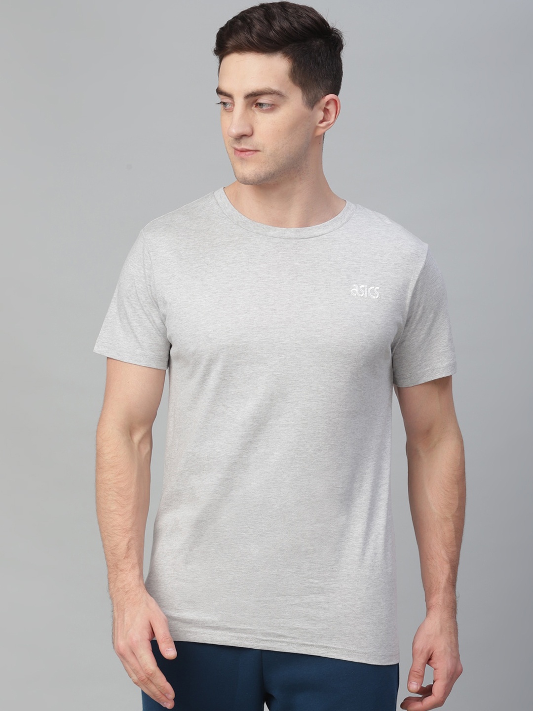 

ASICS Men Grey JSY TOKYO SS T 1 Solid Round Neck T-shirt