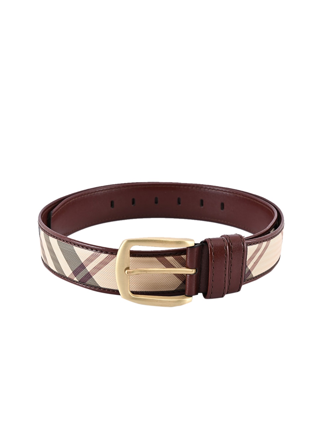 

BuckleUp Men Beige & Brown Printed Belt