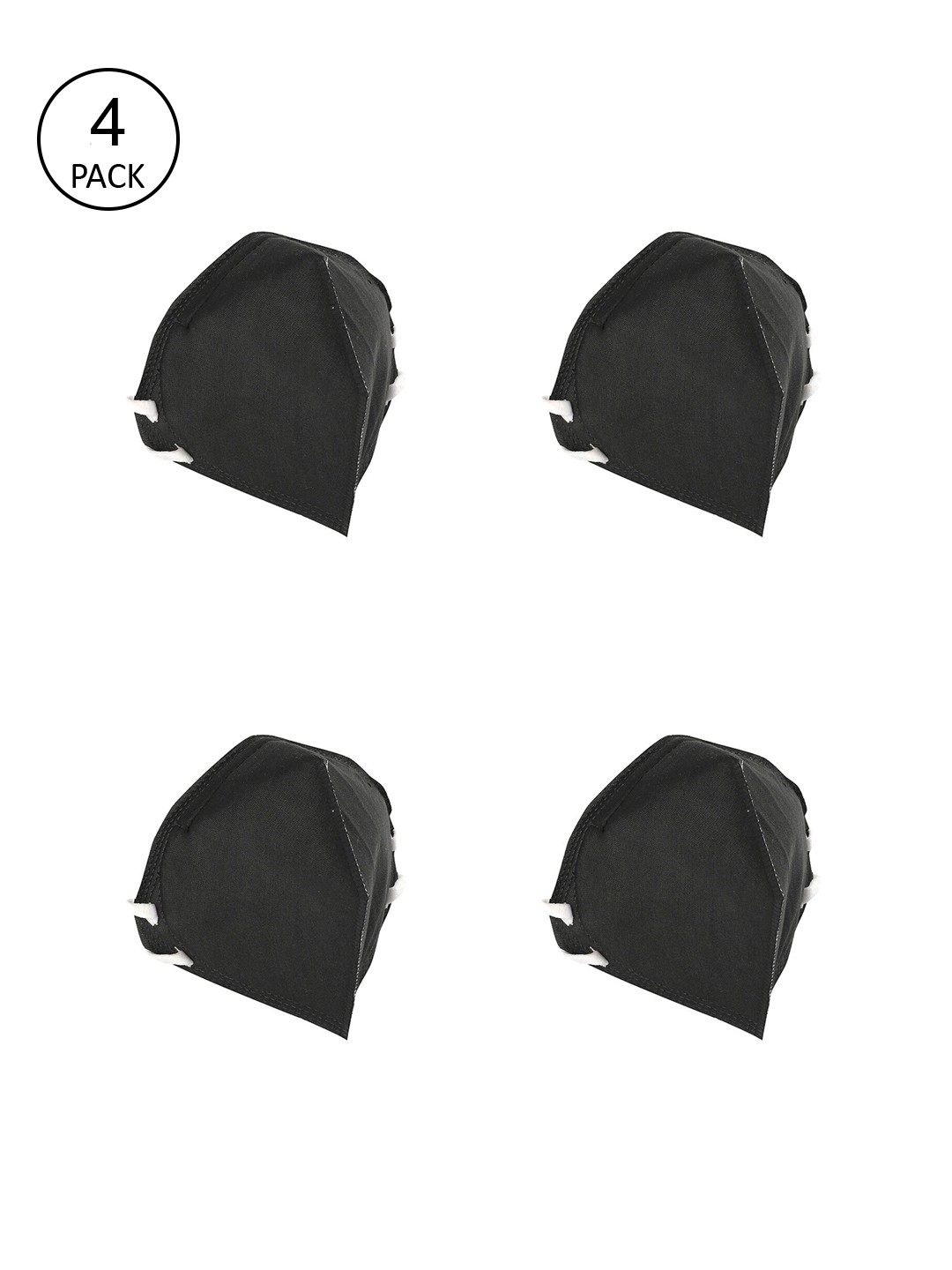 

JS Care Unisex Pack Of 4 Black 6-Ply Reusable N95 Masks