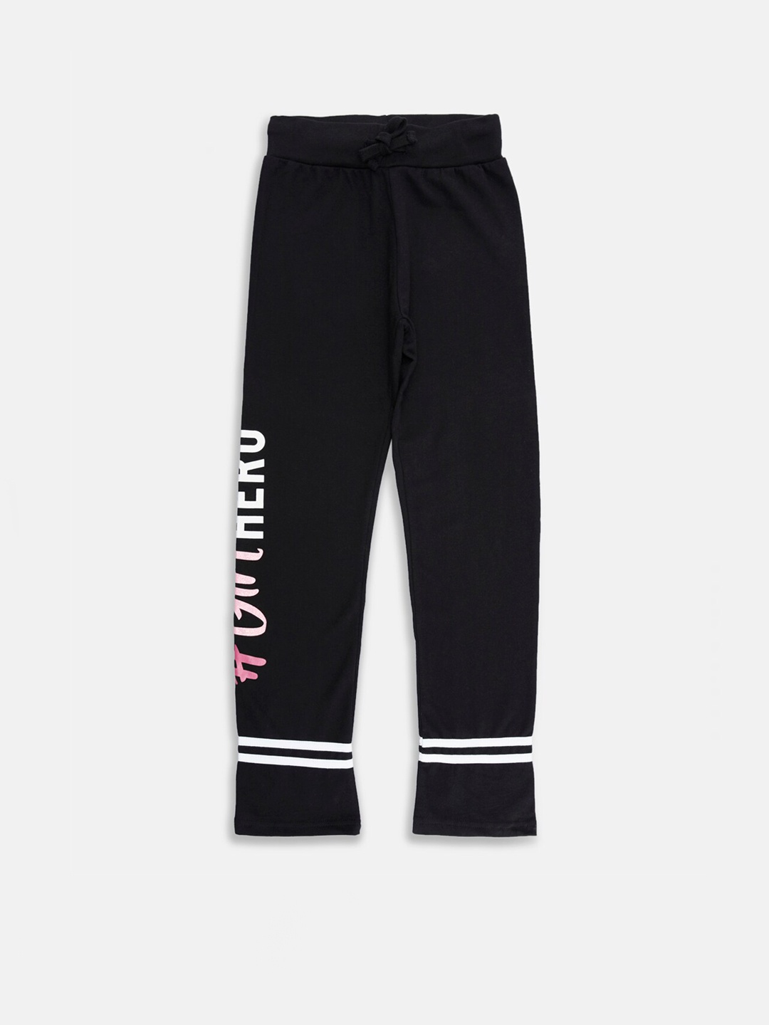 

Ajile by Pantaloons Girls Black & White Solid Straight Fit Track Pants