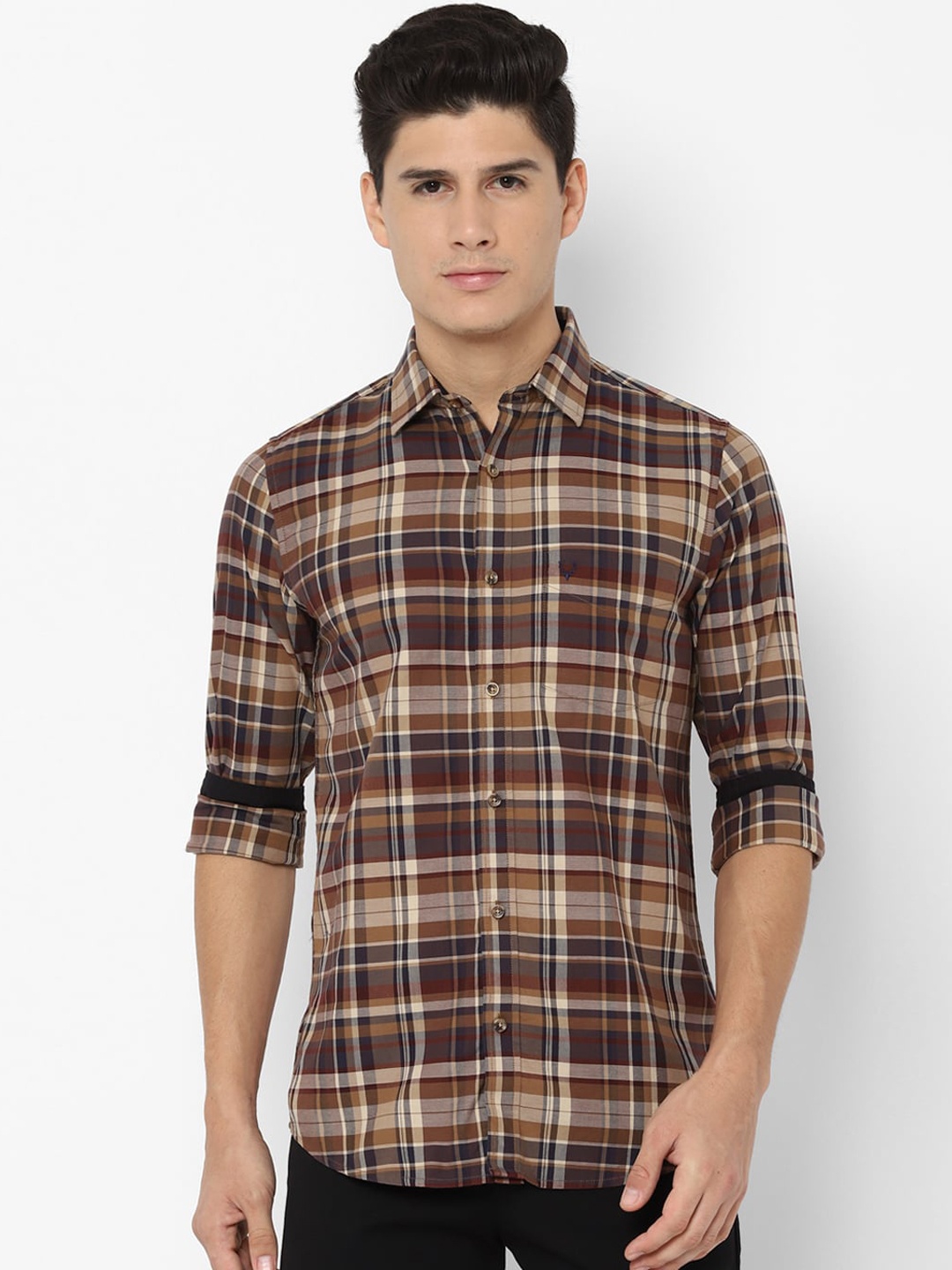 

Allen Solly Sport Men Brown & Beige Slim Fit Checked Casual Shirt