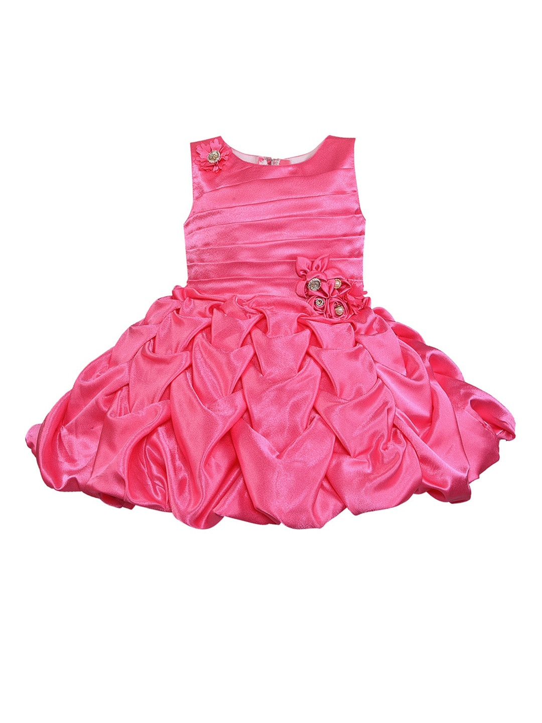 

Wish Karo Girls Pink Solid Fit and Flare Dress