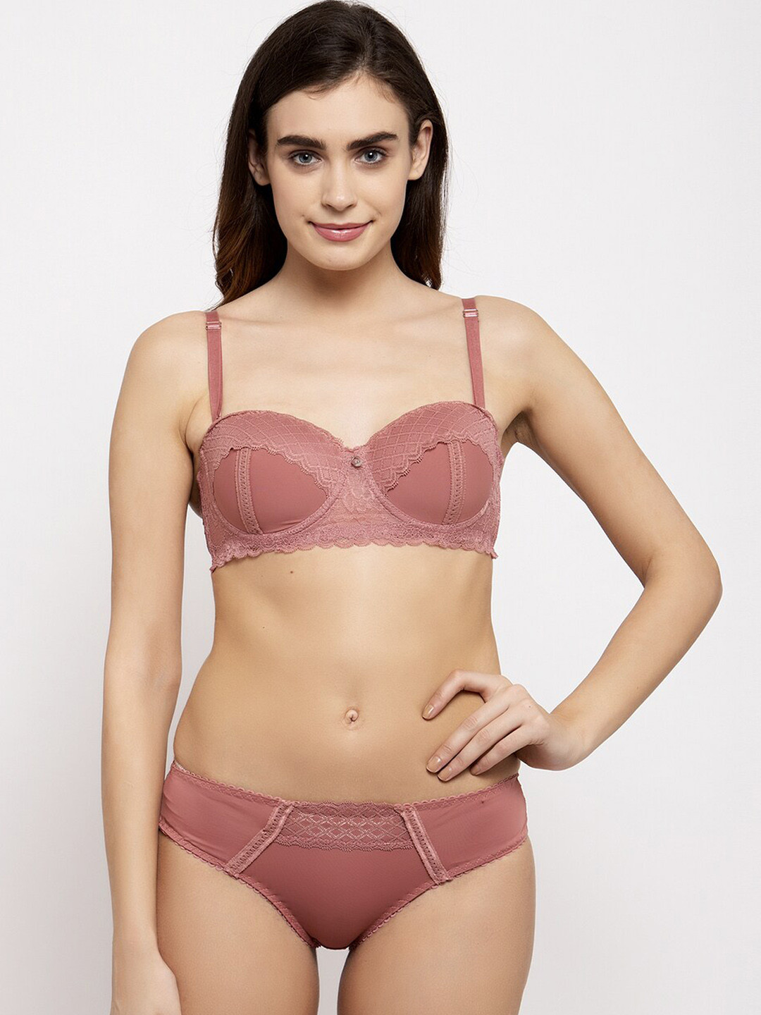 

MAKCLAN Women Pink Lace Lingerie Set K22013L