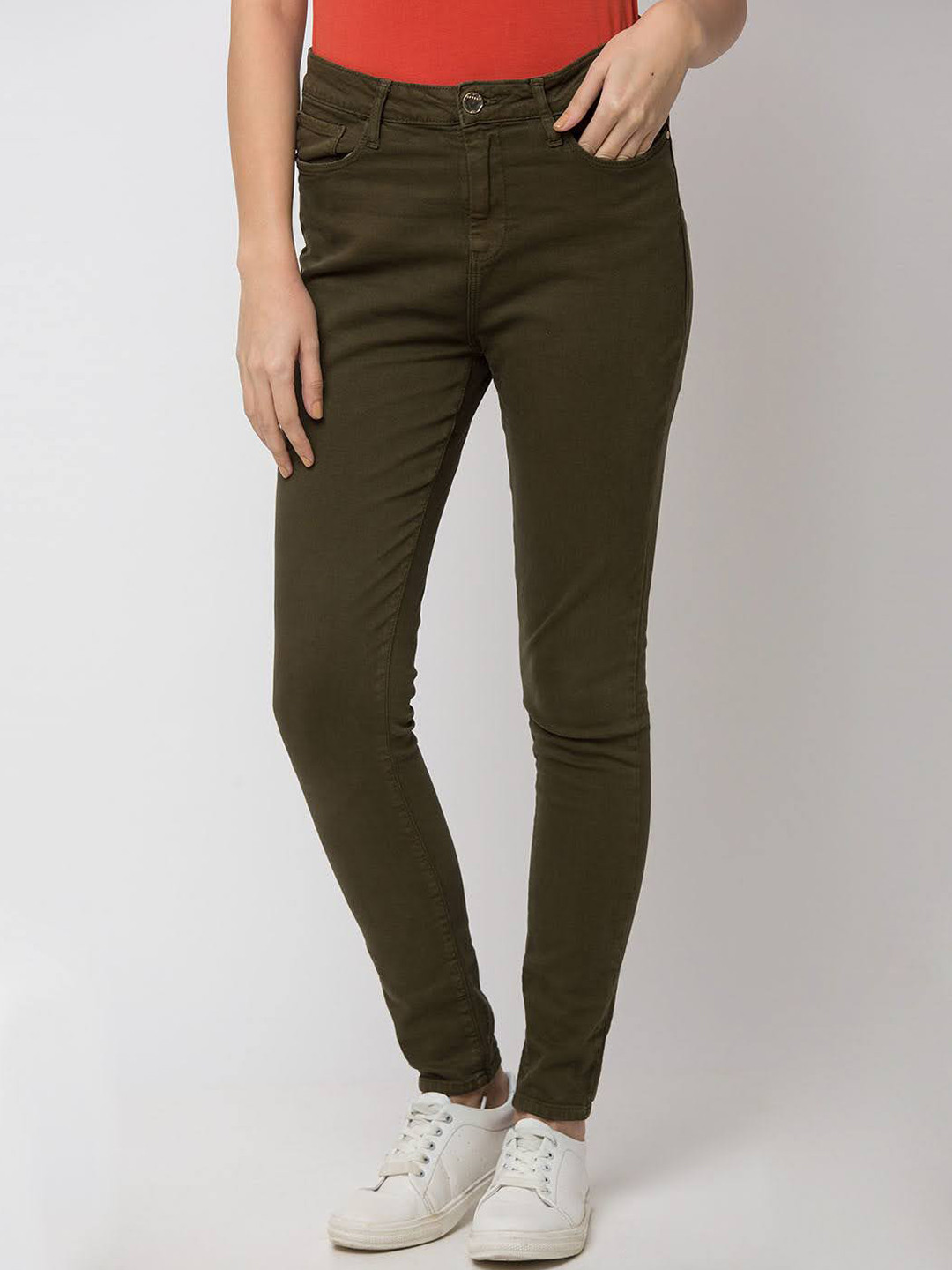 

SPYKAR Women Olive Green Slim Fit Jeans