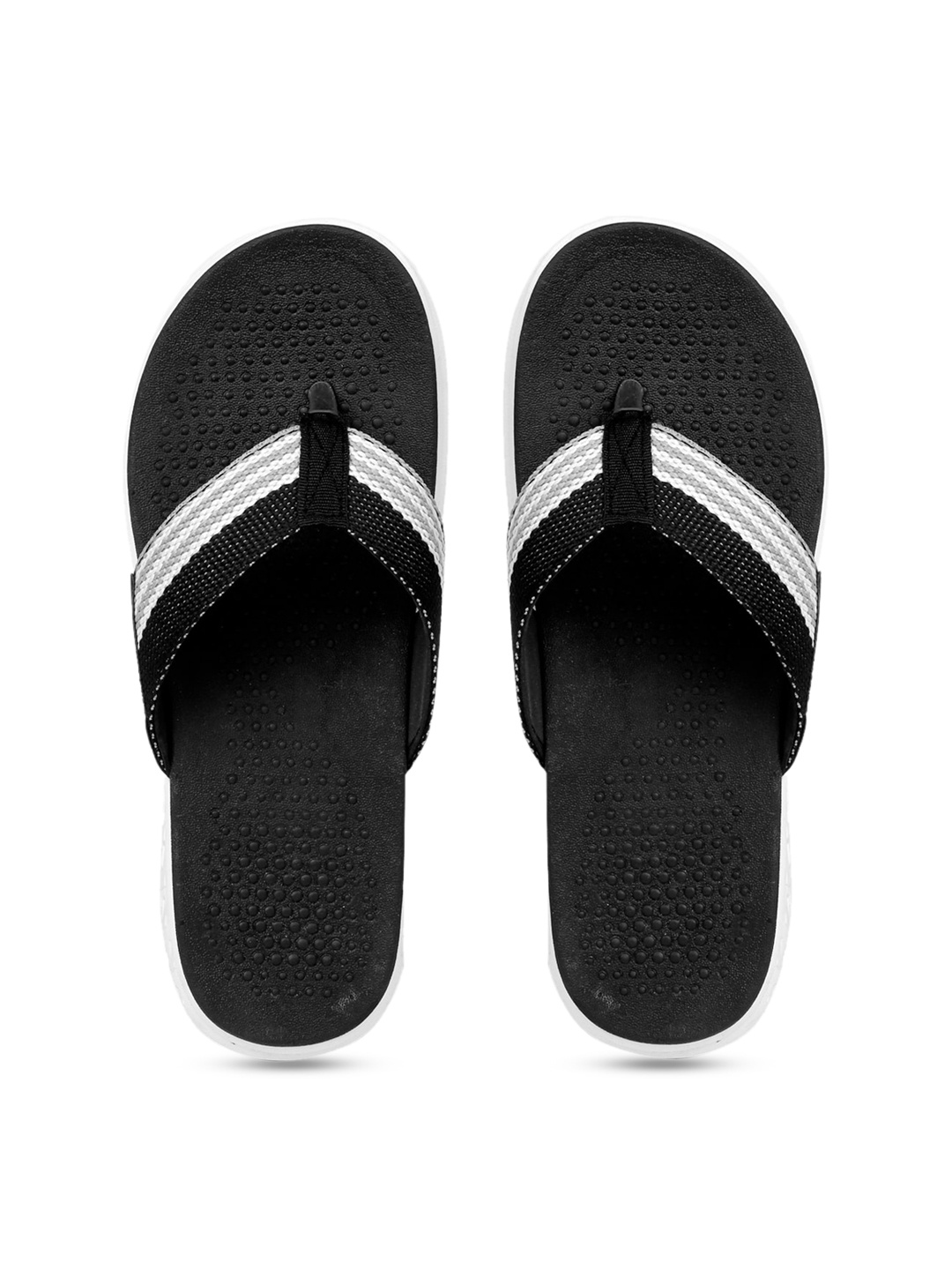 

bacca bucci Men Black & White Woven Design Thong Flip-Flops