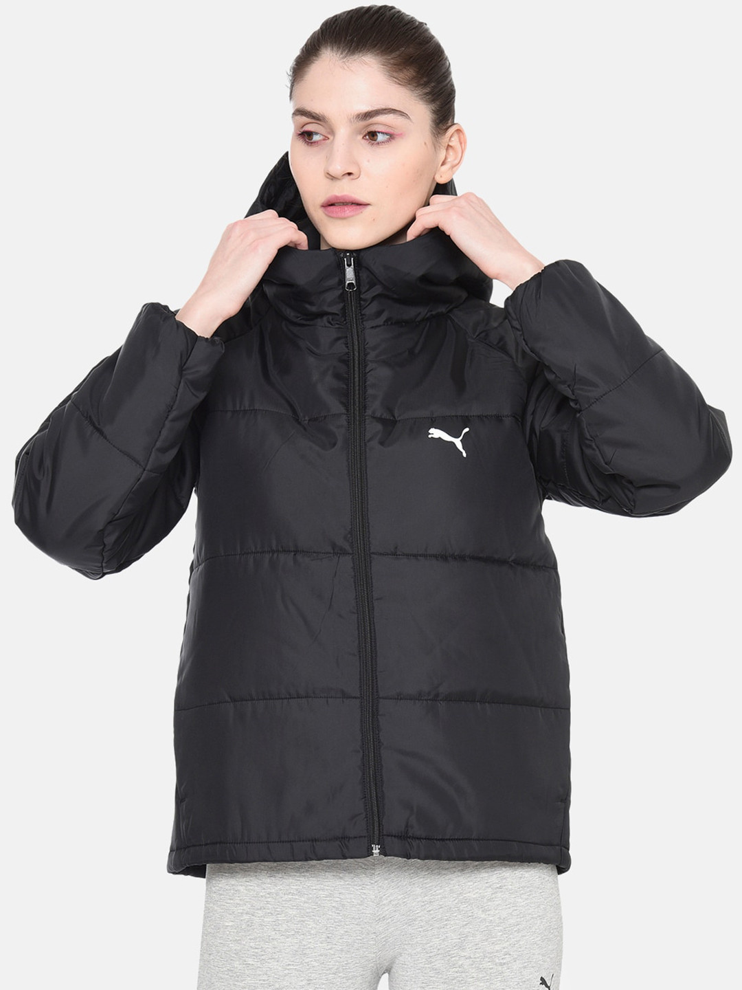 

Puma Women Black Solid Padded Jacket