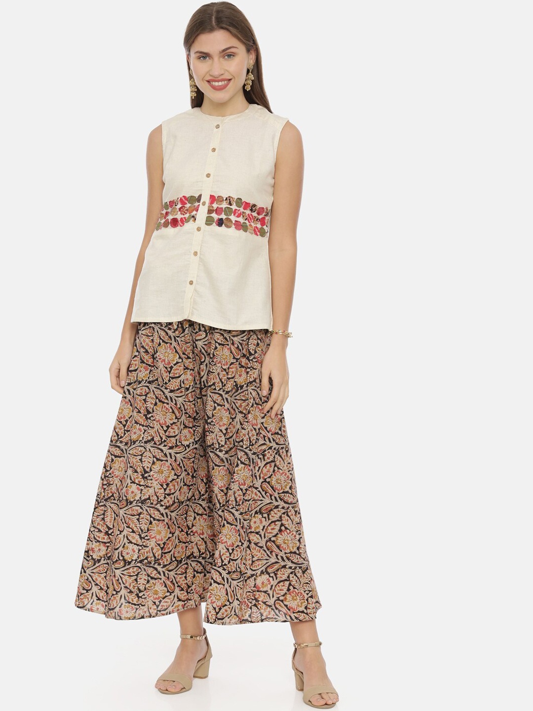 

Neerus Women Cream-Coloured Printed Anarkali Kurta