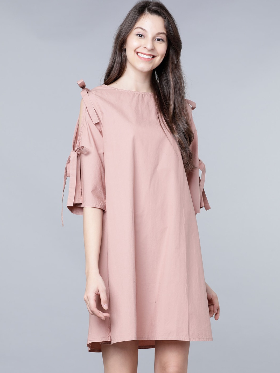 Tokyo Talkies Women Pink Solid A-Line Dress