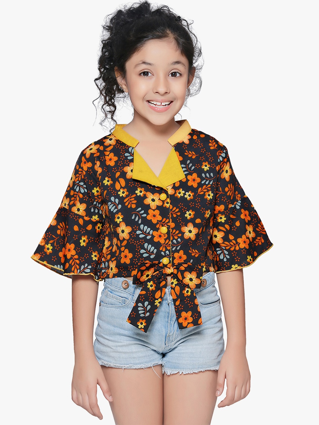 

Cutiekins Girls Brown Floral Printed Top