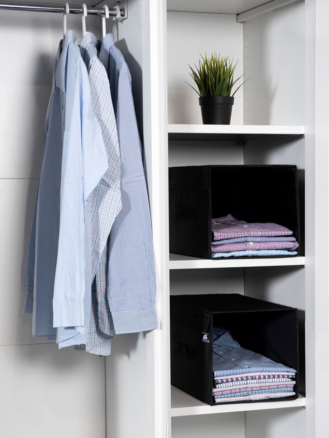 

HOMESTRAP Set Of 2 Black Solid Sustainable Wardrobe Organisers