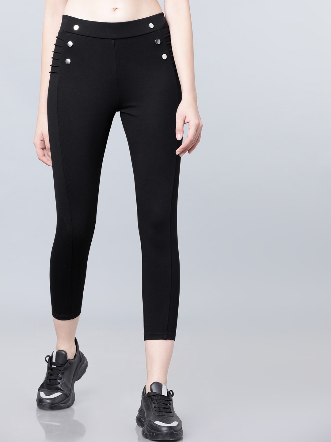 Tokyo Talkies Women Black Slim Fit Solid Regular Trousers