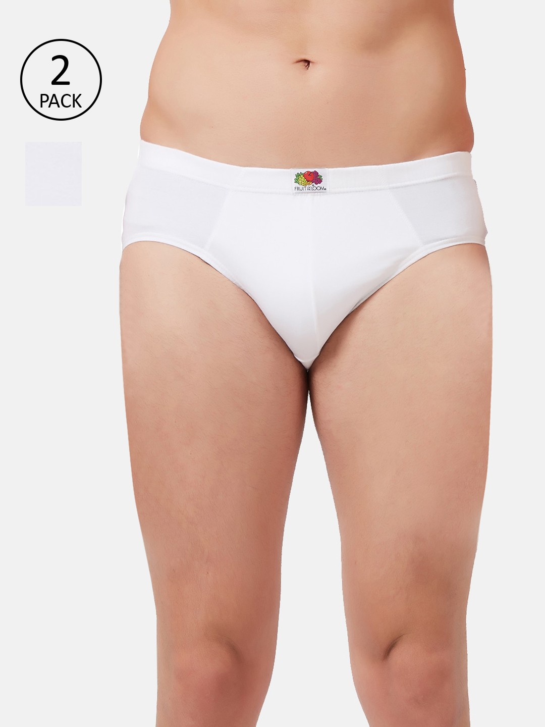 

Fruit of the loom Men Pack of 2 White Solid Brief