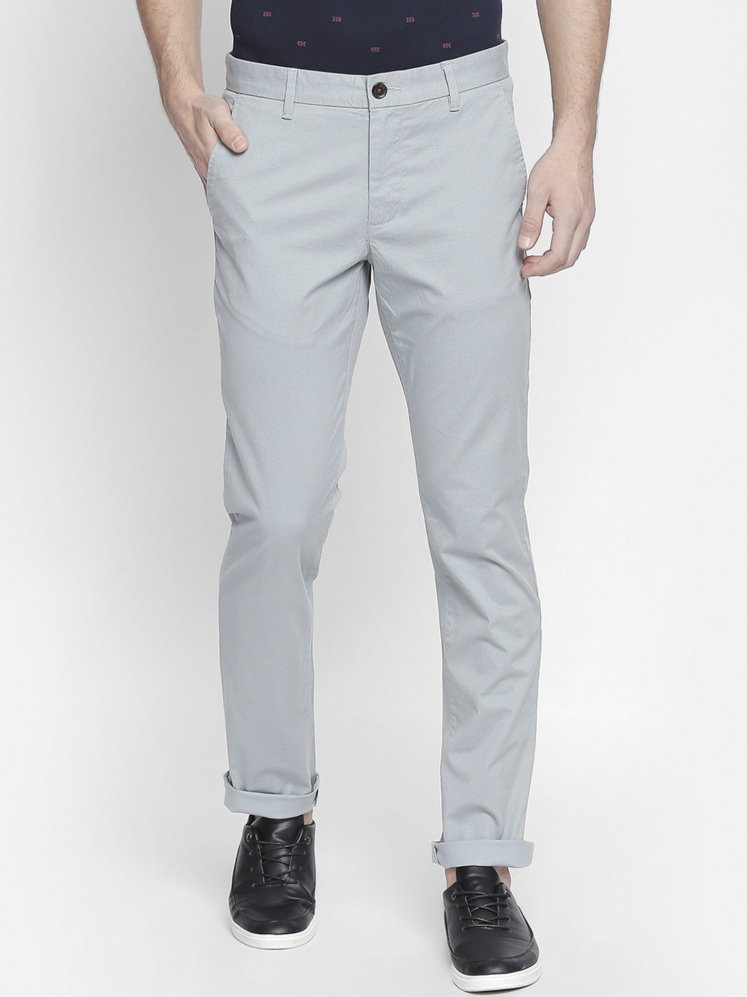 

BYFORD by Pantaloons Men Grey Regular Fit Solid Chinos