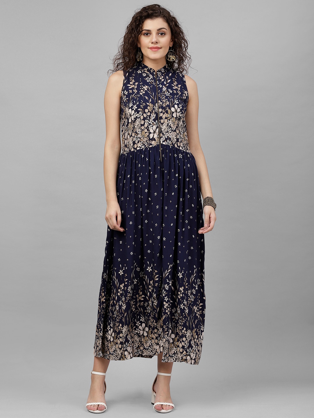 

Gipsy Women Navy Blue Printed Maxi Dress